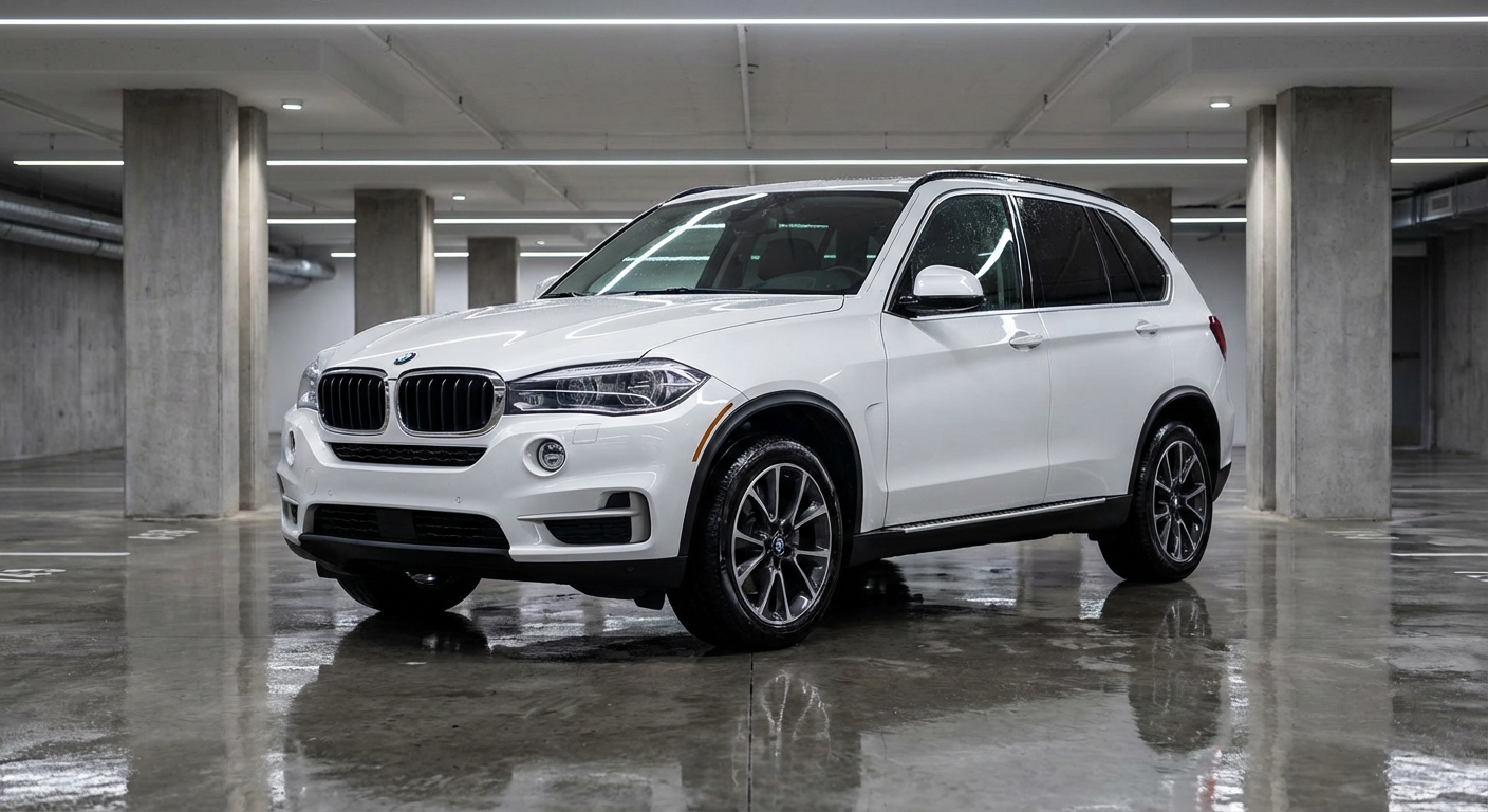 BMW X5 blanc après lavage écologique sans eau